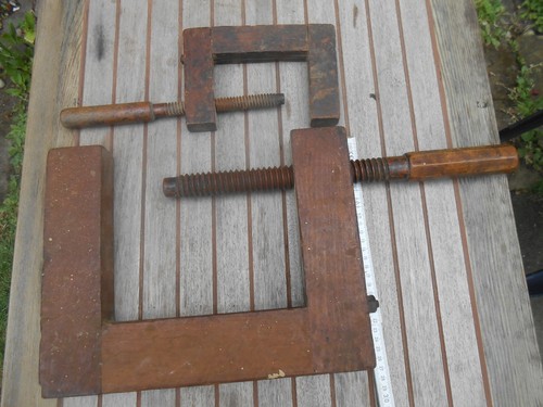 Alte holz schraubzwinge - 2x,